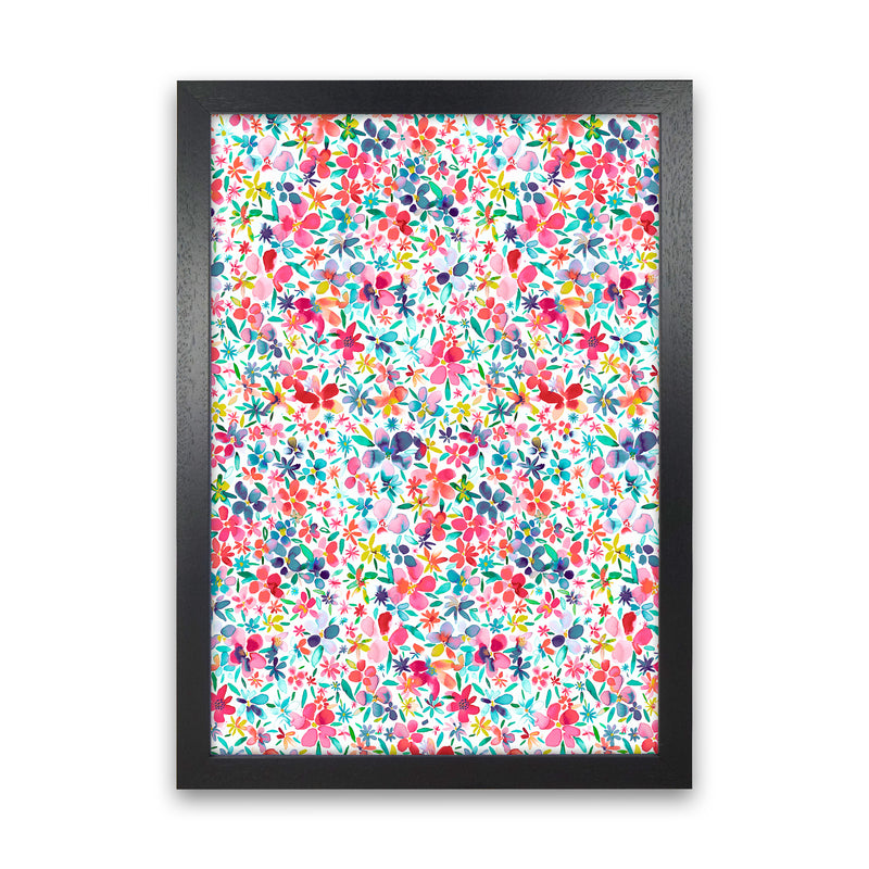 Colorful Petals Abstract Art Print by Ninola Design Black Grain