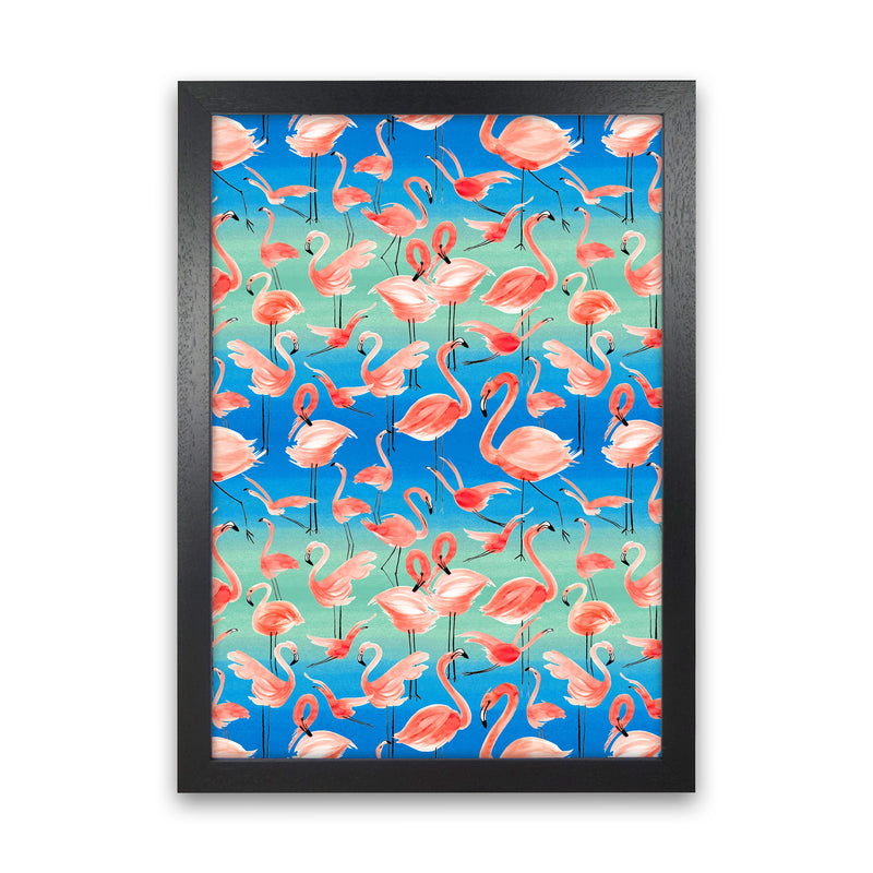 Flamingo Pink Abstract Art Print by Ninola Design Black Grain