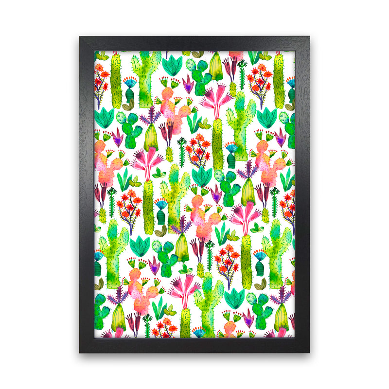 Cacti Garden Abstract Art Print by Ninola Design Black Grain