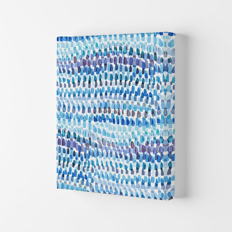 Artsy Strokes Stripes Colorful Blue Abstract Art Print by Ninola Design Canvas