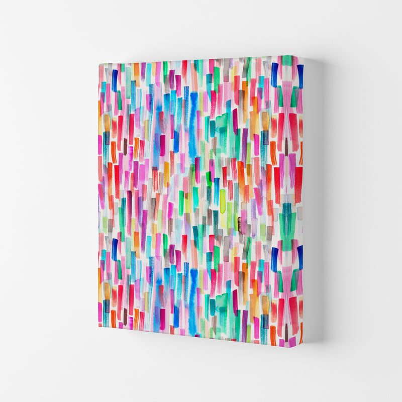 Colorful Brushstrokes Multicolored Abstract Art Print by Ninola Design Canvas