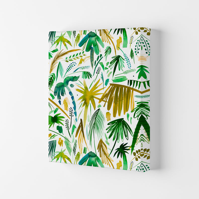 Brushstrokes Tropical Palms Green Abstract Art Print by Ninola Design Canvas