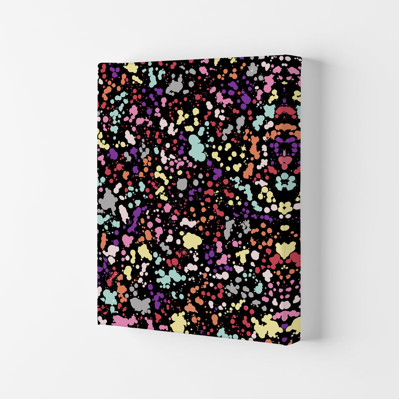 Splatter Dots Multicolored Black Abstract Art Print by Ninola Design Canvas