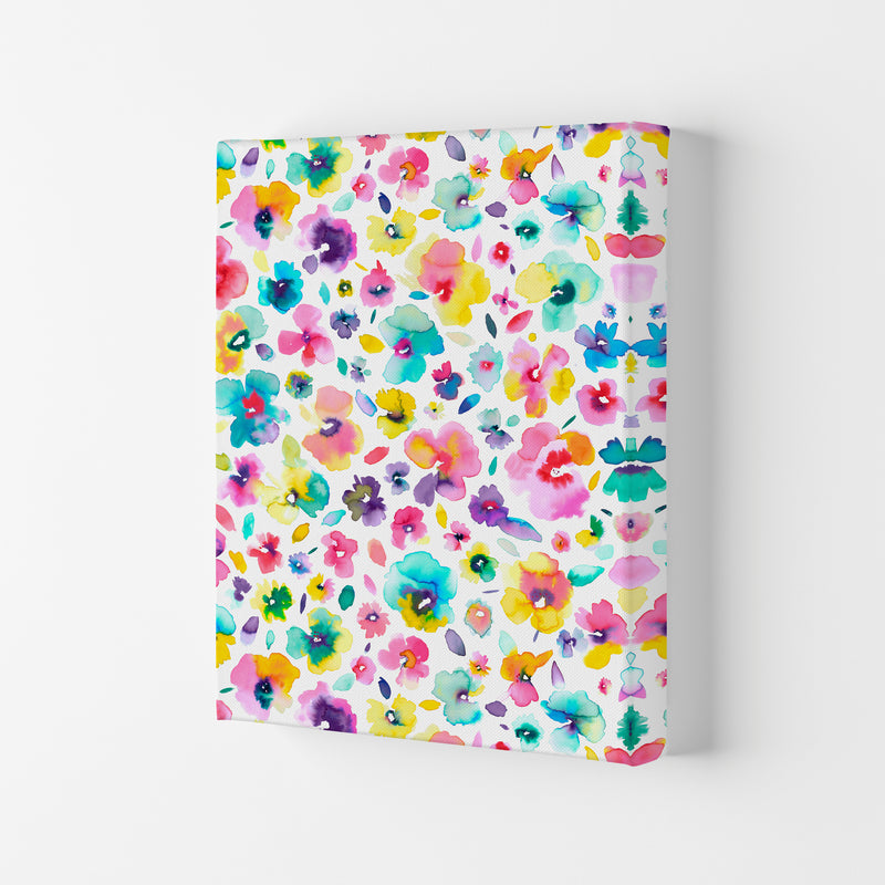Tropical Flowers Multicolored Abstract Art Print by Ninola Design Canvas