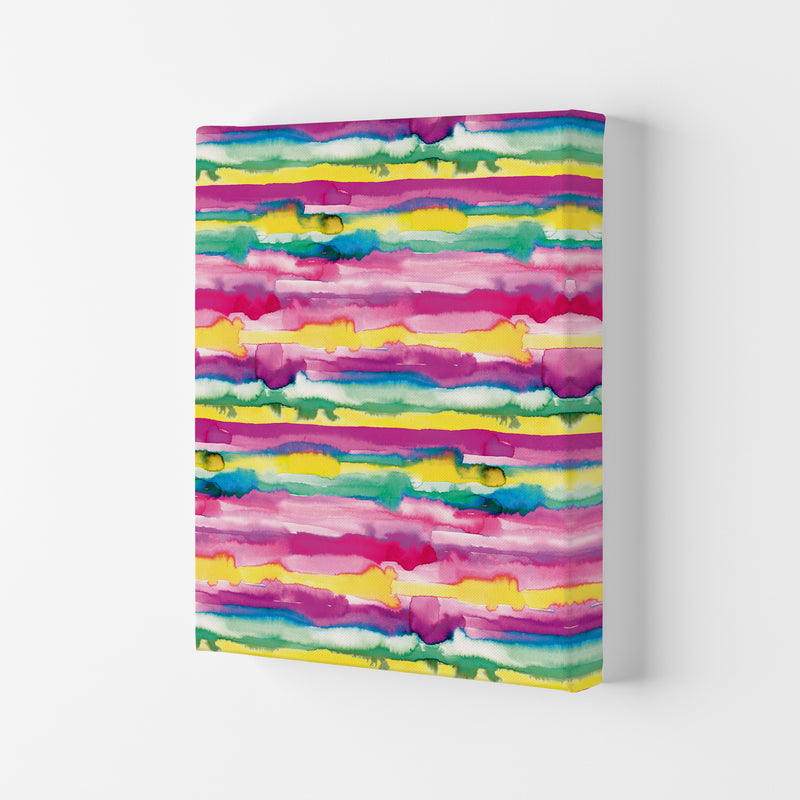 Gradient Tropical Color Lines Abstract Art Print by Ninola Design Canvas