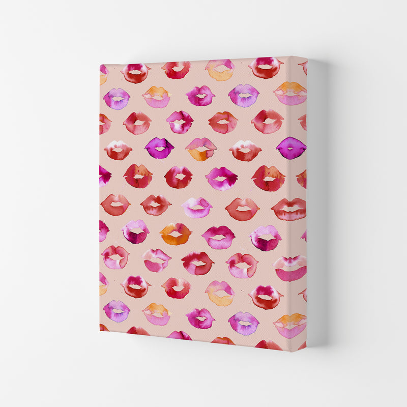 Sweet Love Kisses Pink Lips Abstract Art Print by Ninola Design Canvas