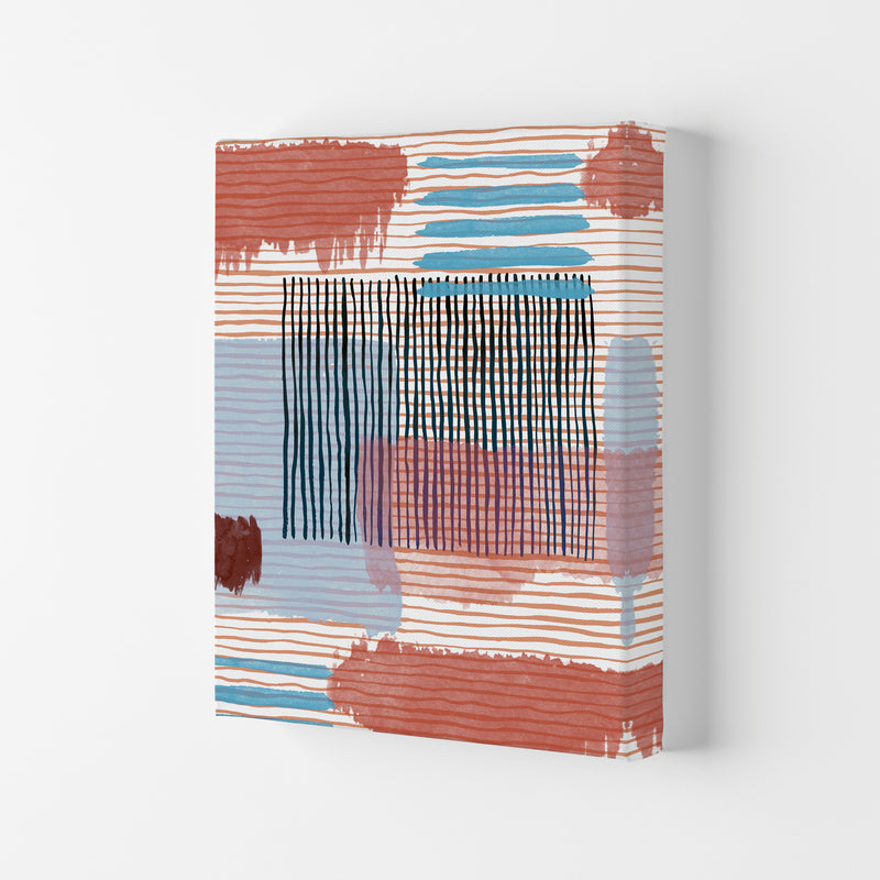 Abstract Striped Geo Red Abstract Art Print by Ninola Design Canvas