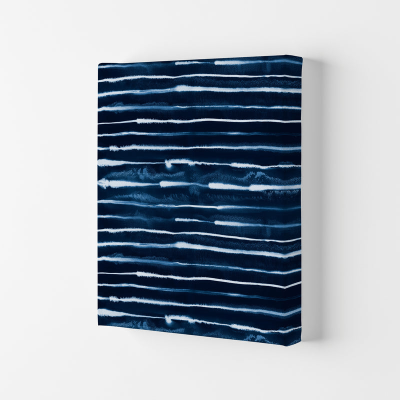 Electric Ink Lines Navy Abstract Art Print by Ninola Design Canvas