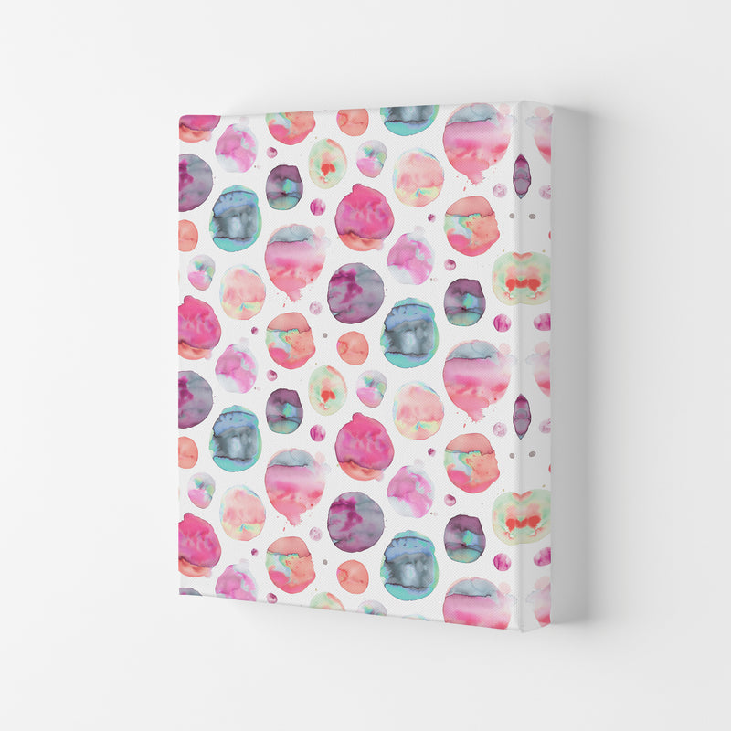 Big Watery Dots Pink Abstract Art Print by Ninola Design Canvas