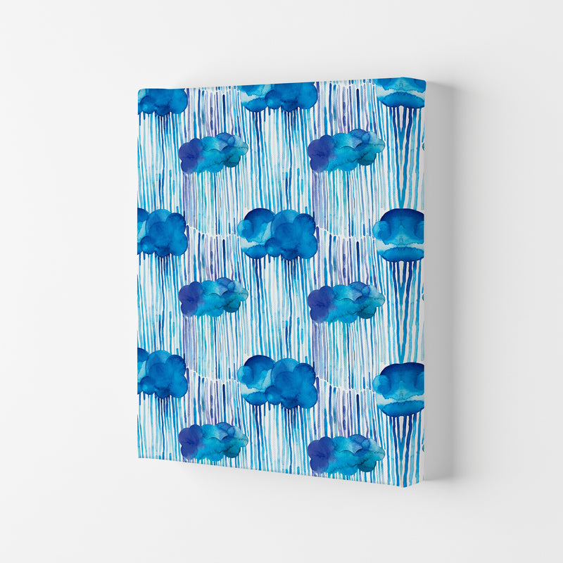 Raining Clouds Blue Abstract Art Print by Ninola Design Canvas
