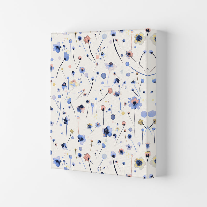 Blue Soft Flowers Abstract Art Print by Ninola Design Canvas