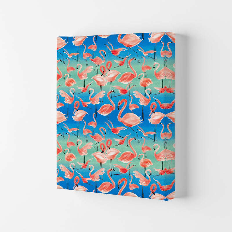 Flamingo Pink Abstract Art Print by Ninola Design Canvas