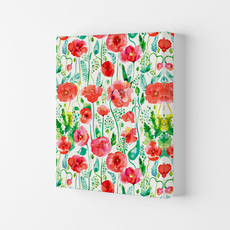 Poppies Red Abstract Art Print by Ninola Design Canvas
