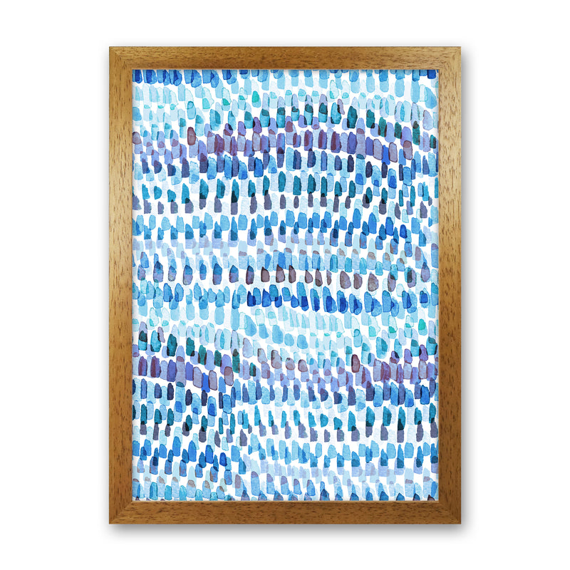 Artsy Strokes Stripes Colorful Blue Abstract Art Print by Ninola Design Oak Grain