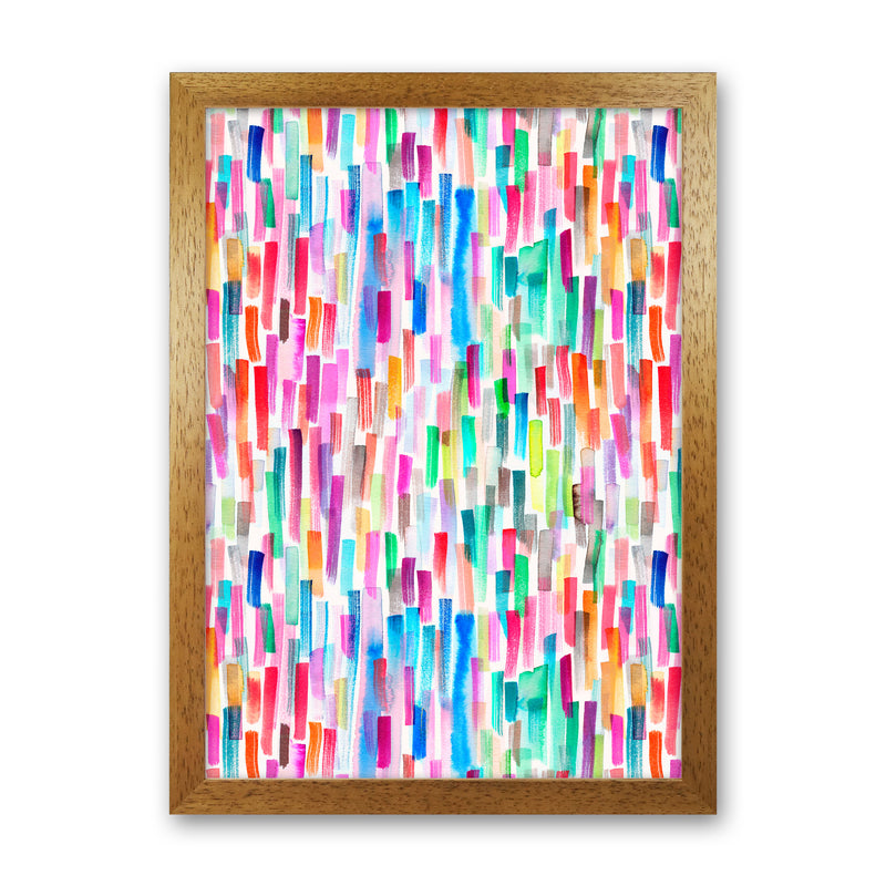 Colorful Brushstrokes Multicolored Abstract Art Print by Ninola Design Oak Grain