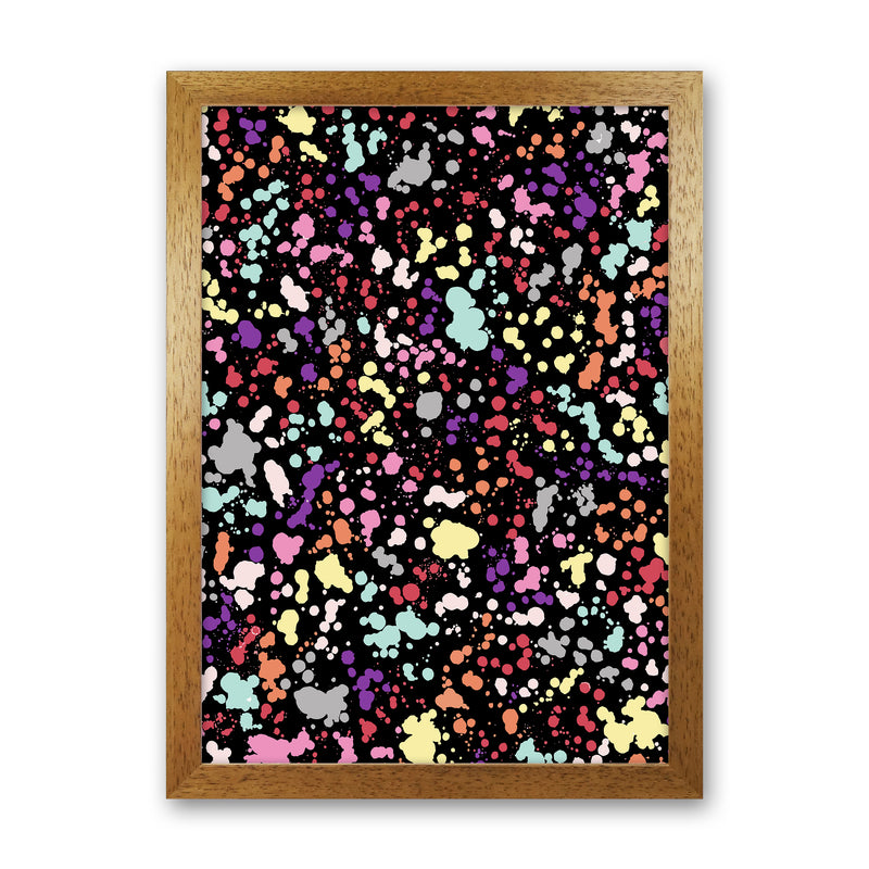 Splatter Dots Multicolored Black Abstract Art Print by Ninola Design Oak Grain
