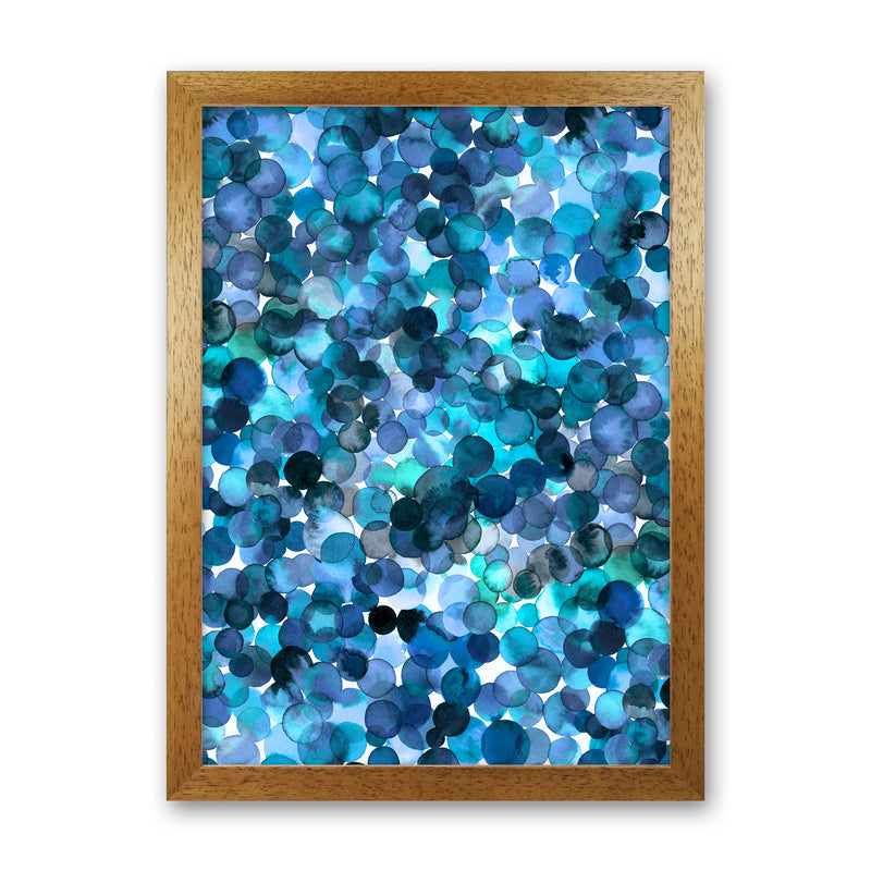 Overlapped Watercolor Dots Blue Abstract Art Print by Ninola Design Oak Grain