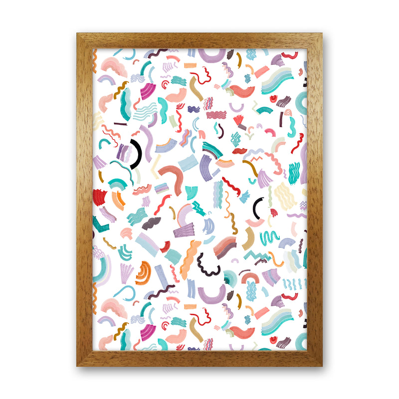 Curly and Zigzag Stripes White Abstract Art Print by Ninola Design Oak Grain