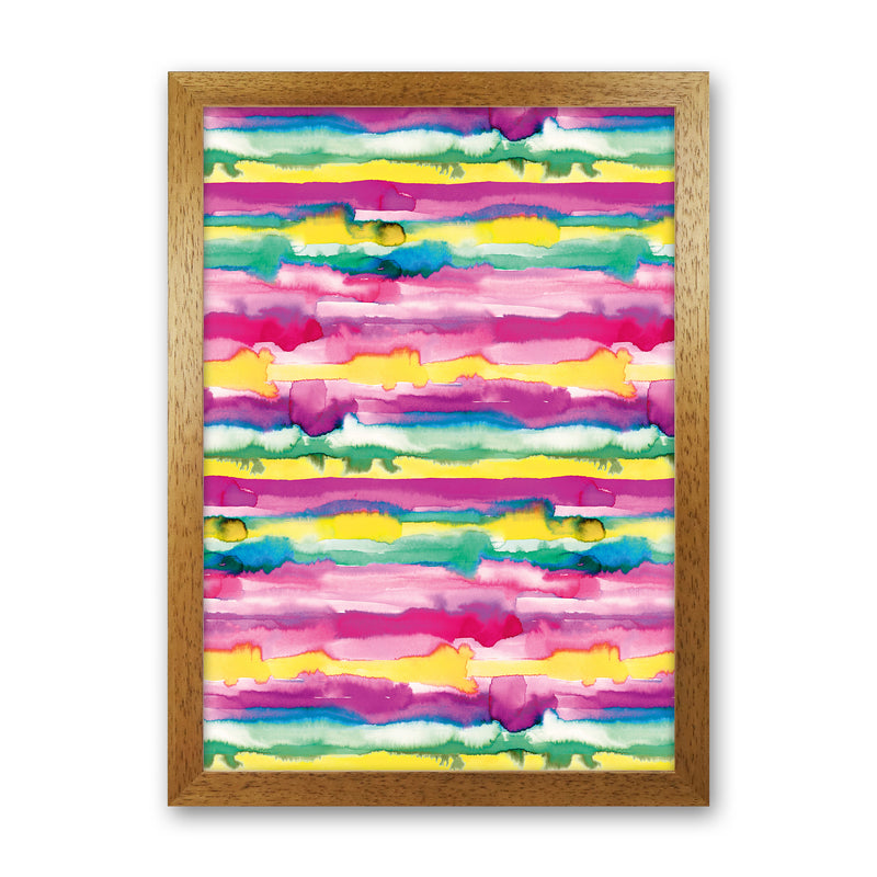 Gradient Tropical Color Lines Abstract Art Print by Ninola Design Oak Grain