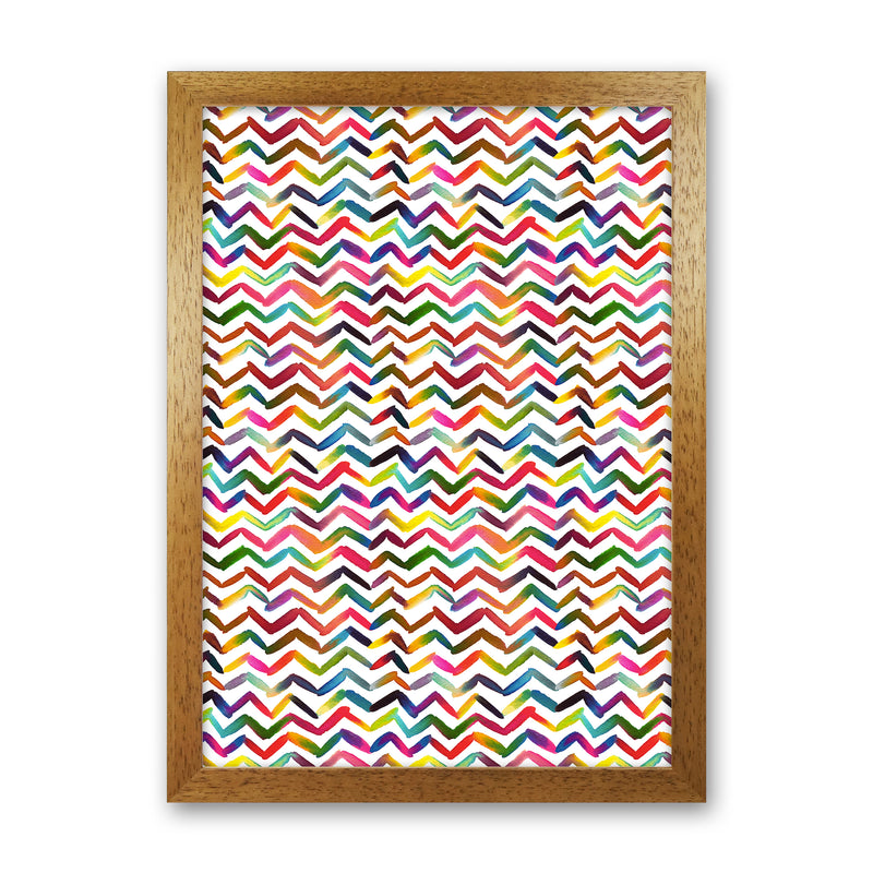 Chevron Stripes Multicolored Abstract Art Print by Ninola Design Oak Grain