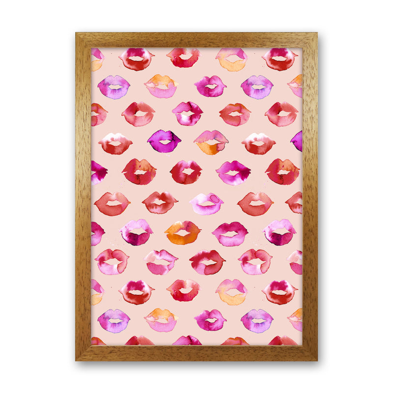 Sweet Love Kisses Pink Lips Abstract Art Print by Ninola Design Oak Grain