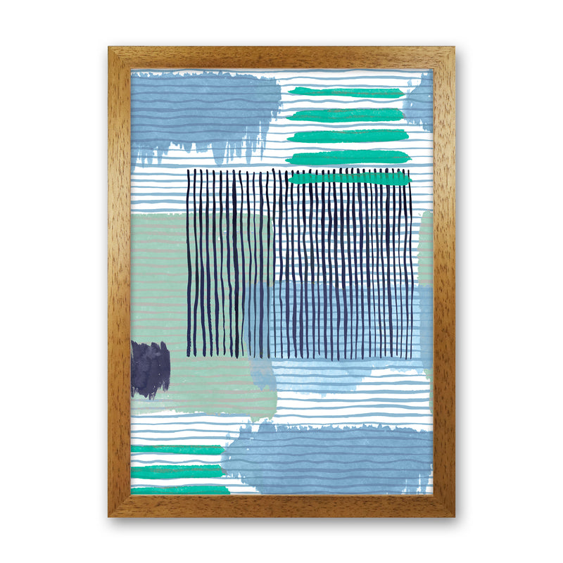 Abstract Striped Geo Green Abstract Art Print by Ninola Design Oak Grain