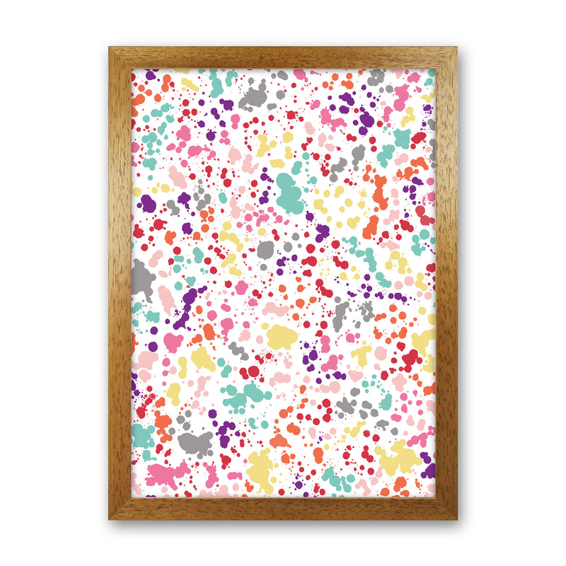 Splatter Dots Multicolored Abstract Art Print by Ninola Design Oak Grain