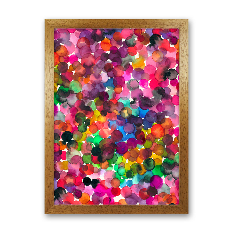 Overlapped Watercolor Dots Abstract Art Print by Ninola Design Oak Grain