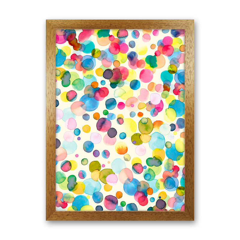 Watercolor Colorful Drops Abstract Art Print by Ninola Design Oak Grain