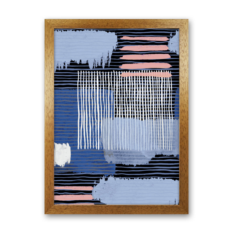 Abstract Striped Geo Blue Abstract Art Print by Ninola Design Oak Grain