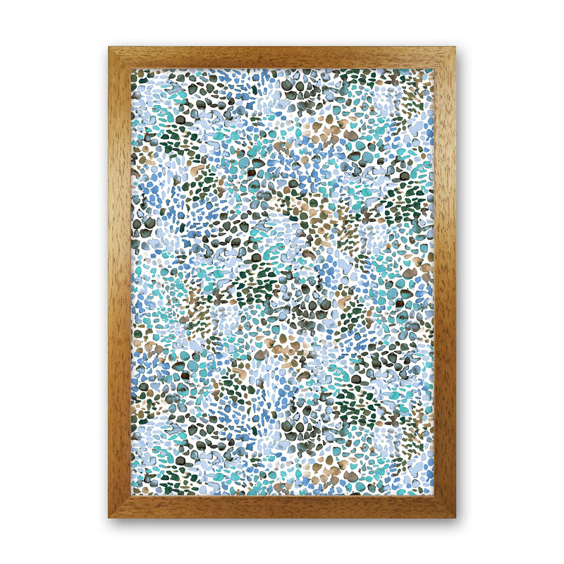 Speckled Watercolor Blue Abstract Art Print by Ninola Design Oak Grain