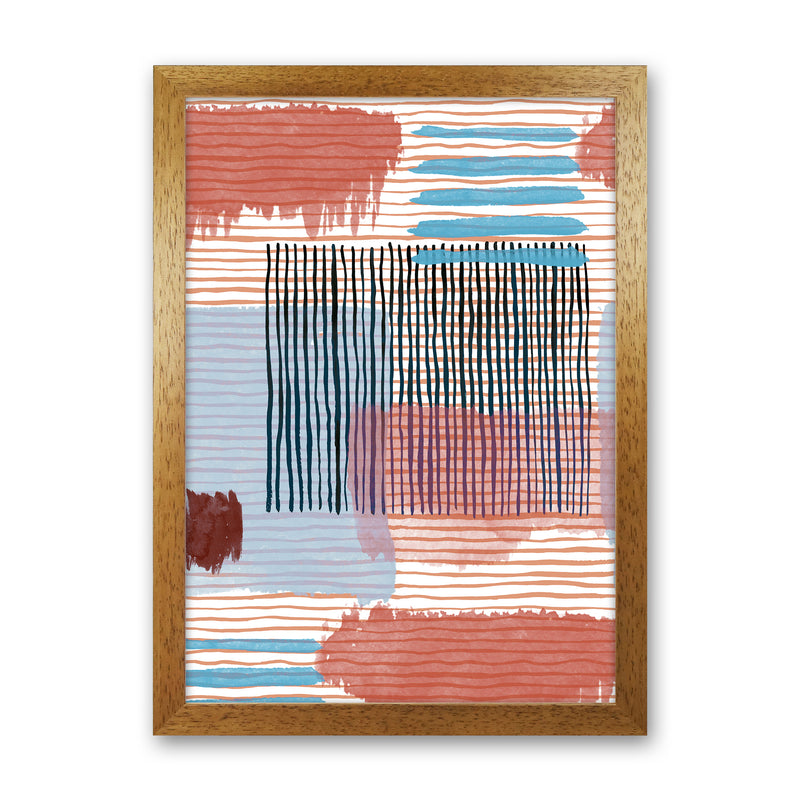 Abstract Striped Geo Red Abstract Art Print by Ninola Design Oak Grain