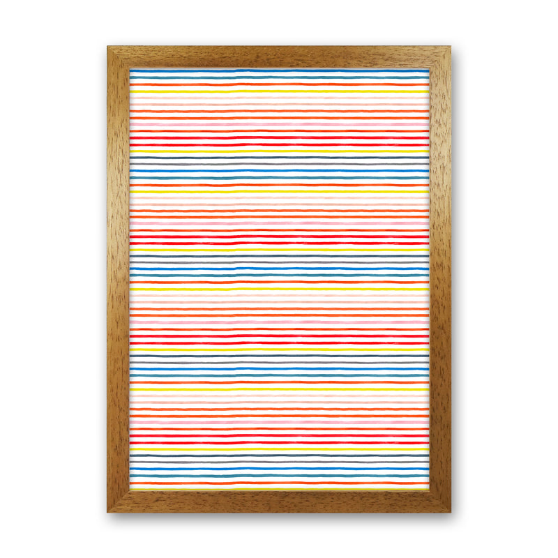 Marker Colorful Stripes Abstract Art Print by Ninola Design Oak Grain