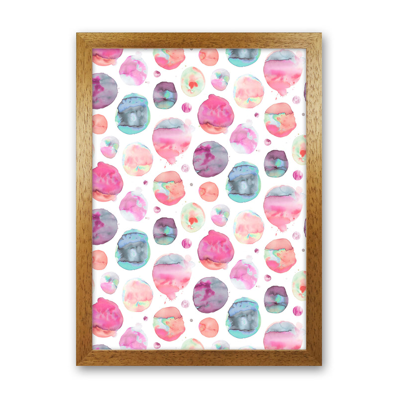 Big Watery Dots Pink Abstract Art Print by Ninola Design Oak Grain