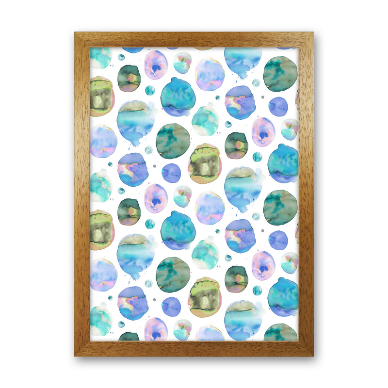Big Watery Dots Blue Abstract Art Print by Ninola Design Oak Grain