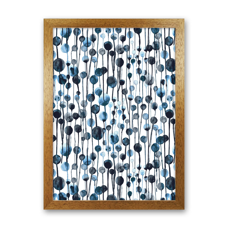 Dripping Dots Navy Abstract Art Print by Ninola Design Oak Grain
