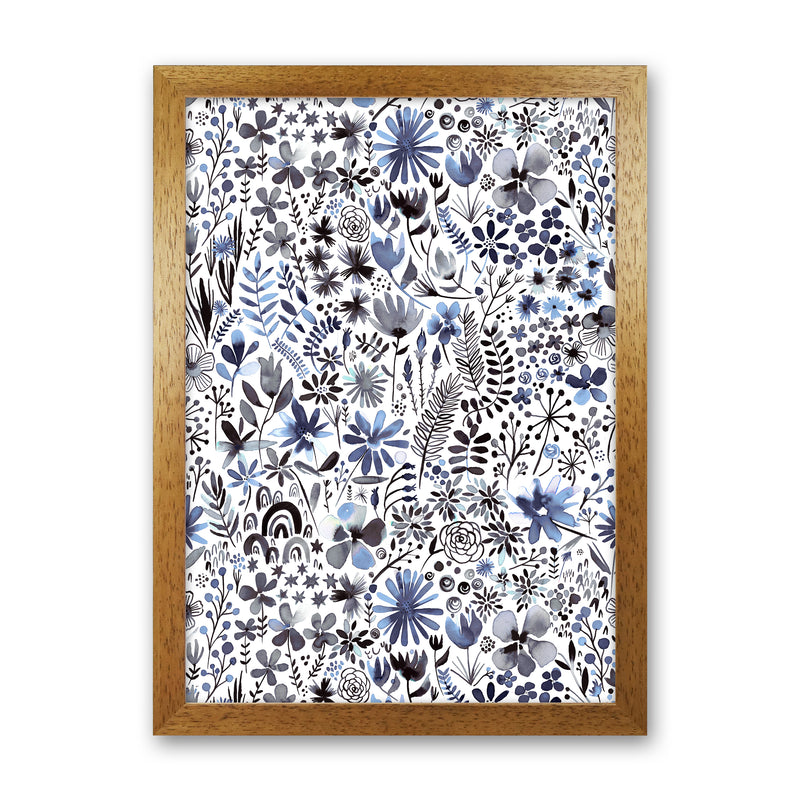 Winter Ink Flowers Abstract Art Print by Ninola Design Oak Grain
