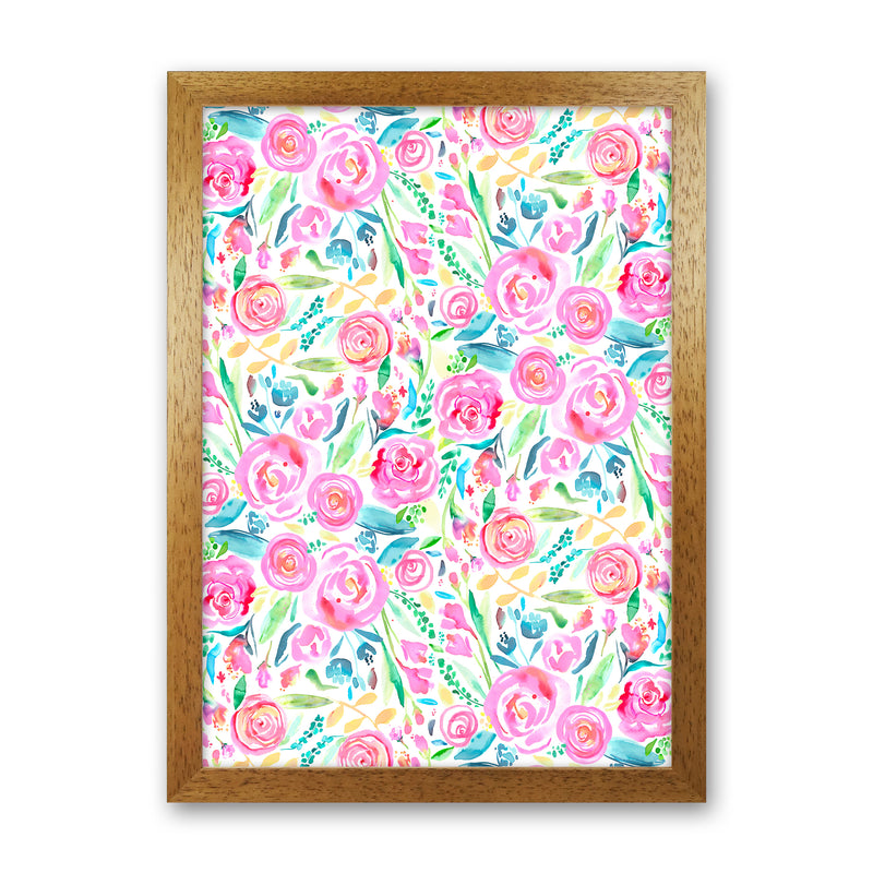 Spring Days Pink Abstract Art Print by Ninola Design Oak Grain