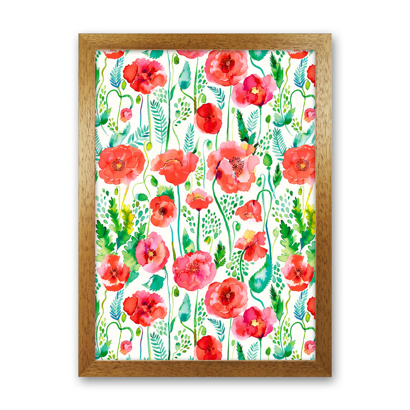 Poppies Red Abstract Art Print by Ninola Design Oak Grain