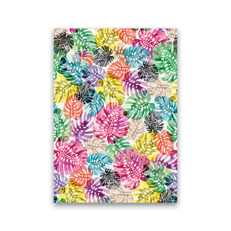 Tropical Monstera Leaves Multicolored Abstract Art Print by Ninola Design Print Only