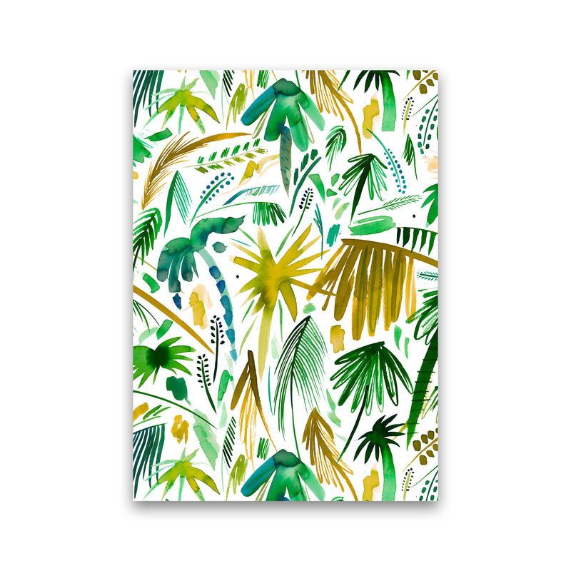 Brushstrokes Tropical Palms Green Abstract Art Print by Ninola Design Print Only