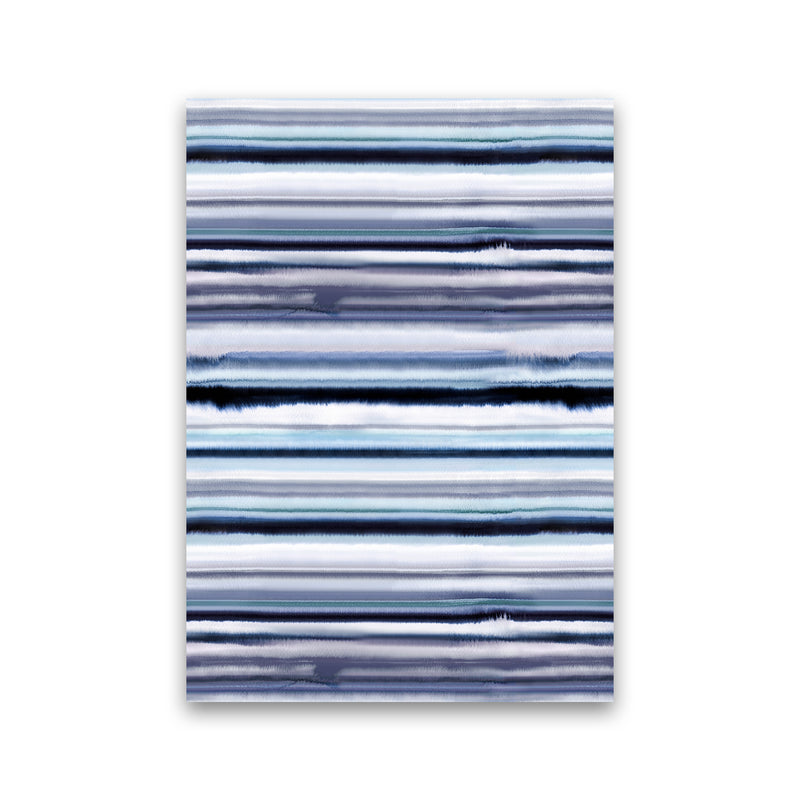 Degrade Stripes Watercolor Navy Abstract Art Print by Ninola Design Print Only