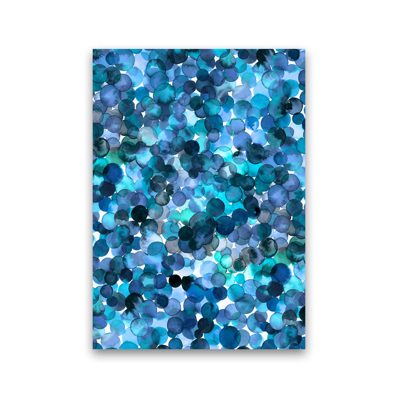 Overlapped Watercolor Dots Blue Abstract Art Print by Ninola Design Print Only