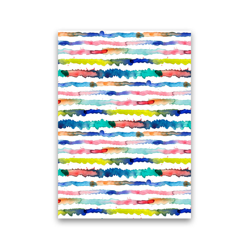 Gradient Watercolor Lines Blue Abstract Art Print by Ninola Design Print Only