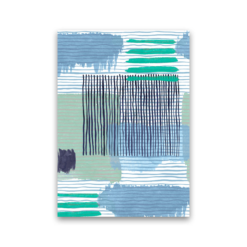 Abstract Striped Geo Green Abstract Art Print by Ninola Design Print Only