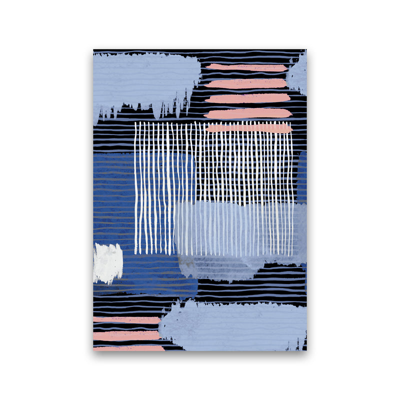Abstract Striped Geo Blue Abstract Art Print by Ninola Design Print Only