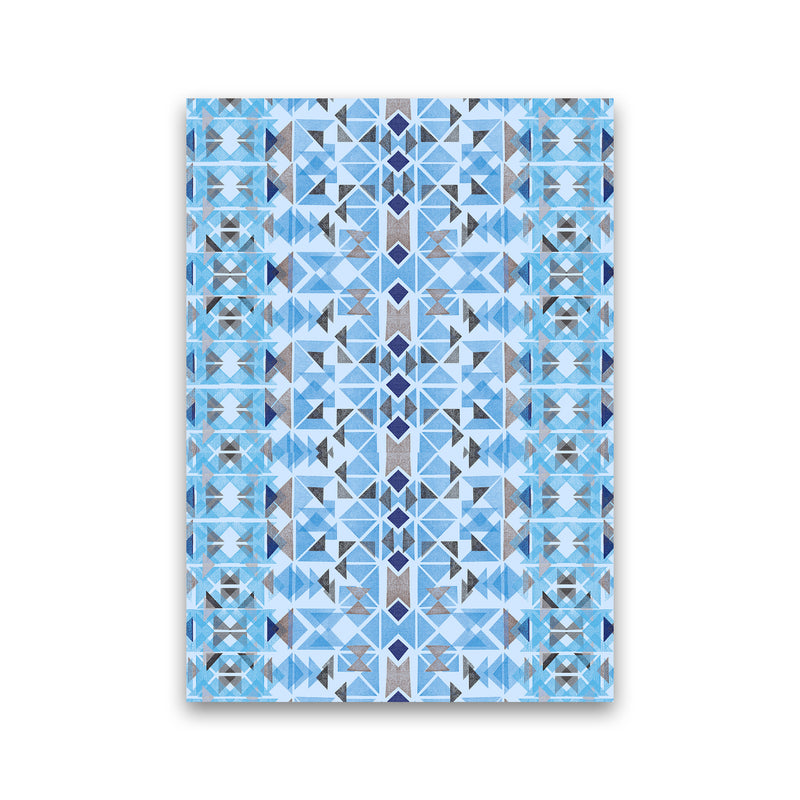 Boho Nomadic Tribal Blue Abstract Art Print by Ninola Design Print Only