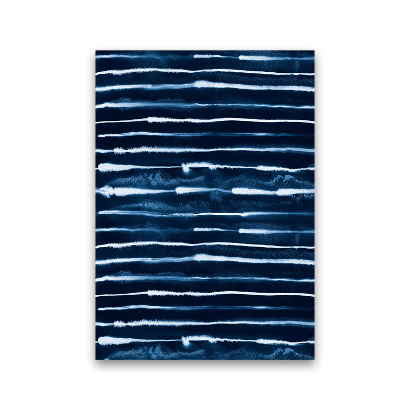 Electric Ink Lines Navy Abstract Art Print by Ninola Design Print Only