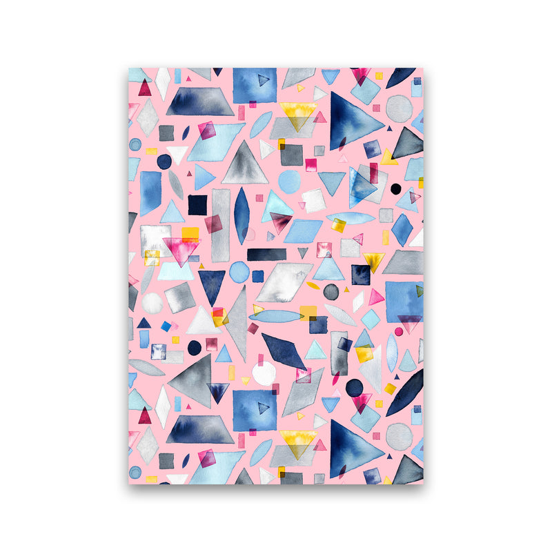 Geometric Pieces Pink Abstract Art Print by Ninola Design Print Only