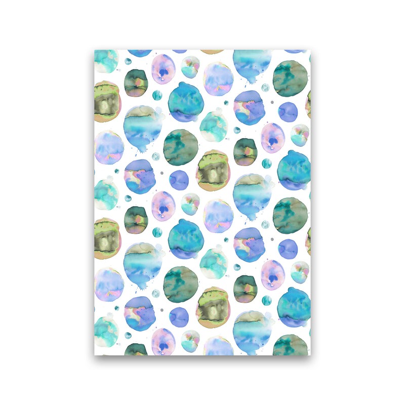 Big Watery Dots Blue Abstract Art Print by Ninola Design Print Only